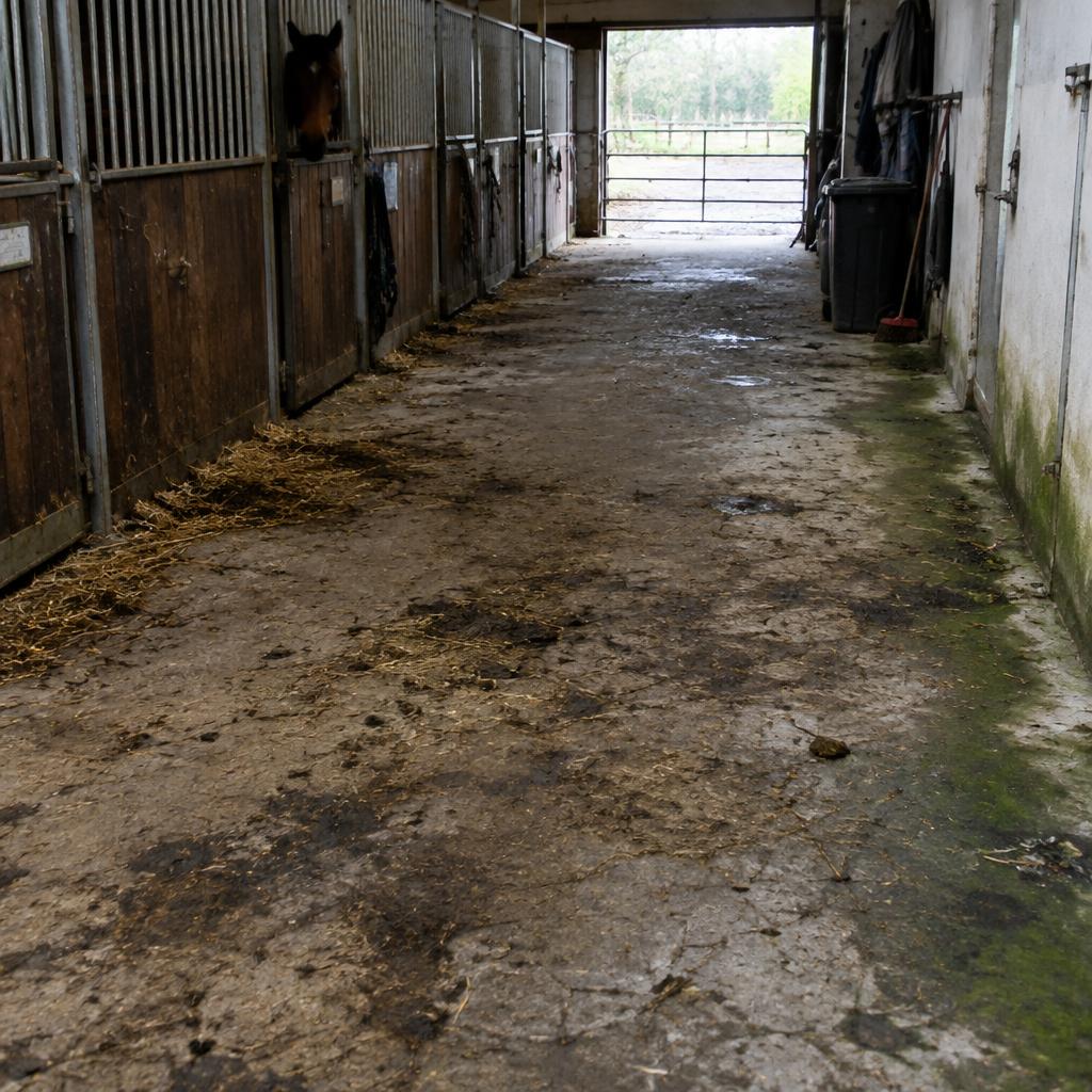 Reitanlage – Stallgasse vor der Reinigung