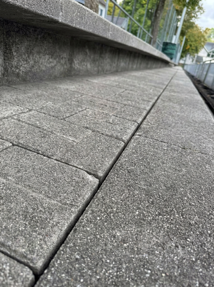 Tribünenstufen im Detail nach der Reinigung